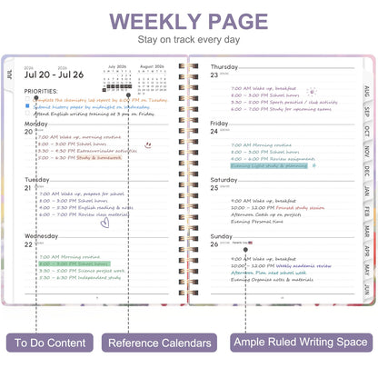 Planner 2026-2027, Weekly and Monthly Academic Planner, July 2026 - June 2027, Hardcover Calendar Agenda Book for School Year Planning, School Supplies for Teacher and Student, A5(6.3'' x 8.5'')