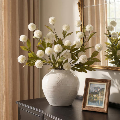 Juxdp 6 PCS Artificial Pompon Mum Branches for Vase - 27" Fake Silk Chrysanth Stems Look Real Faux Flowers for DIY Bouquet, Table Centerpieces, Farmhouse, Home Decor (Cream)