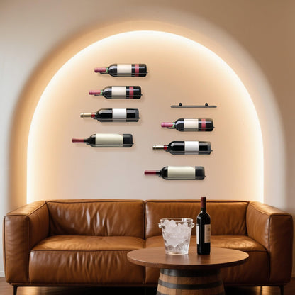 FLstudio Wall Mounted Wine Rack: 8 Bottle Wall Mount Wine Rack for Wine Bottles Display and Storage - Metal Wall Wine Bottle Organizer Holder for Wine Cellar Home Kitchen Bar Decor