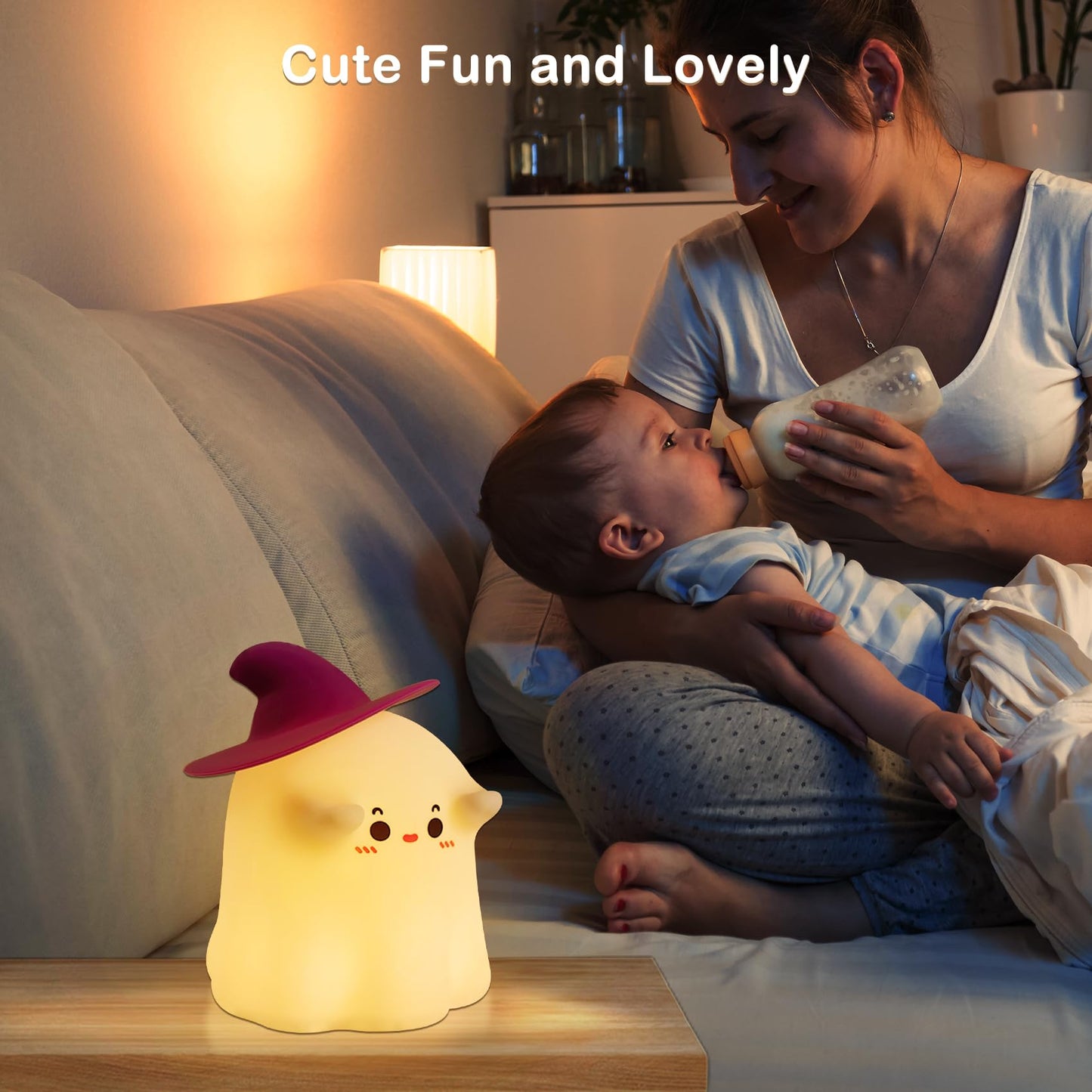 Eelexa Halloween Ghost Night Lights for Kids: Cute Lamp Rechargeable Toddler Baby Night Light with Timer, Adjustable Brightness, Ideal Holiday Season Gift Choice Home Decor (Ghost LAMP)