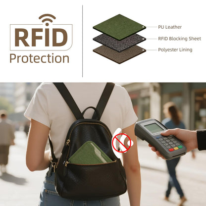 ZOPPEN Rfid Passport Holder Travel Wallet Family Documents Organizer Travel Accessories for 6 Passport, with Vaccine Card Slot Fits 4.3 X 3.5 inches Vaccine Card #06 Green