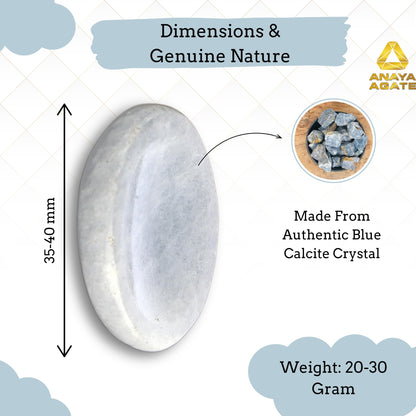 Anaya Agate Blue Calcite Worry Stones Certified Crystal Thumb Worry Stone for Anguish, Relaxing and Soothing Balance Stones for Meditation, Stress Relief Crystals and Healing Stones for Men, Women