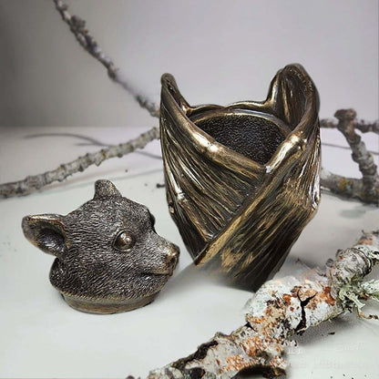 Bat Decor Trinket Box - 3.5 Inch | bats decor enthusiasts, features a hidden stash compartment, crafted from durable resin with antique bronze finish, perfect for home decoration and Halloween themes