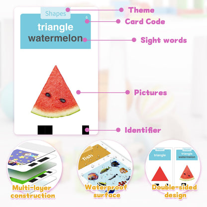 HOMESTEC Toddler Talking Flash Cards with American Accent and 288 Sight Words for Speech Therapy Learning Montessori Sensory Play for Boys and Girls Ages 3 to 6 Birthday Gifts (Pink)