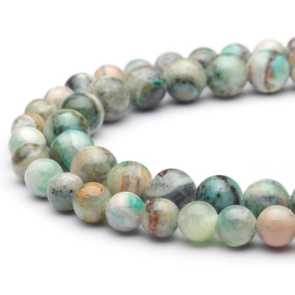 Youngbling Natural Gemstone Beads for Jewelry Making,10mm Green Stripe Stone Polished Round Smooth Stone,Genuine Real Stone Red Beads for Bracelet Necklace 15 Inch(Green Stripe Stone,10mm)