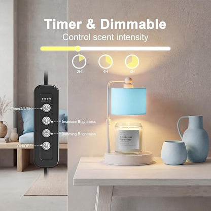 Candle Warmer Lamp with Timer, Dimmable Candle Wax Warmer, Height Adjustable Electric Candle Lamp Warmer with 2 Bulbs, Gifts Idea for Women Her, Mom, Vintage Home Decor for Bedroom-Blue