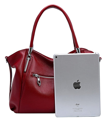 HESHE Soft Leather Handbags for Women Shoulder Handbags Tote Hobo Purses Satchel Bags Classic Women Purses Cross Body Bag (Wine)