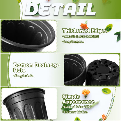 OJYUDD 60 Pack 1 Gallon Flexible Plant Nursery Pots,Thickened Soft Plastic Seed Starting Pots,Plastic Plant Container with Hole for Flower Seedling,Succulents,Cuttings,Transplanting(Black)