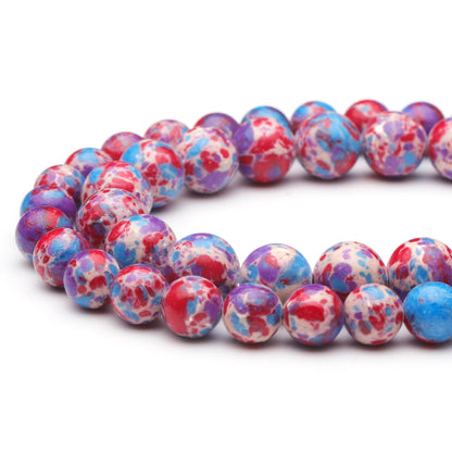 Youngbling Natural Gemstone Beads for Jewelry Making,6mm Blue-Purple Imperial Jasper Polished Round Smooth Stone Beads for Bracelet Necklace 15 Inch