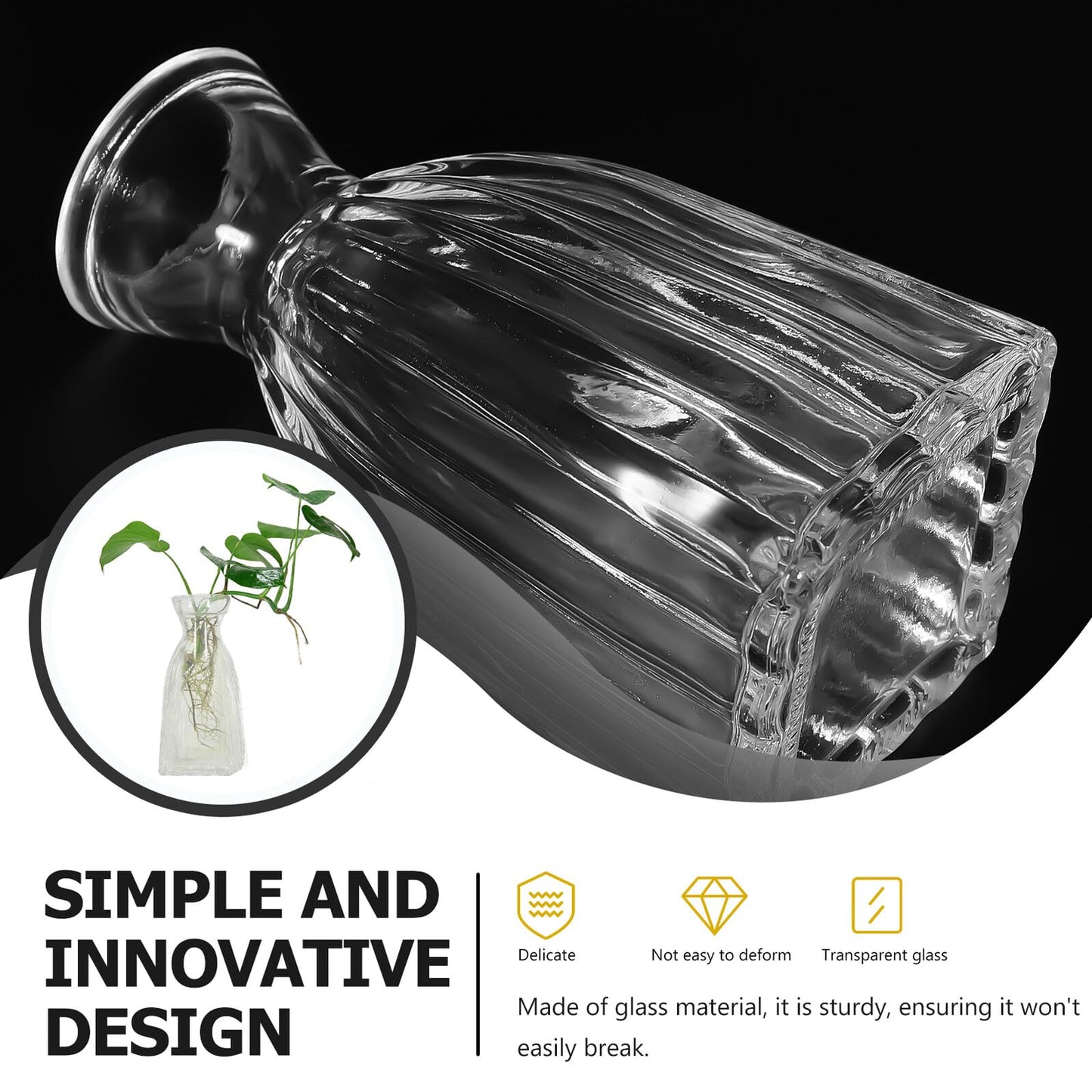Kichvoe 4pcs Glass Flower Vase Set for Home Décor, Indoor Hydroponic Terrarium Glass Vases, Decorative Table Centerpiece for Plants and Flowers