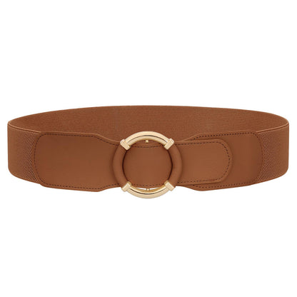 JASGOOD Women Wide Waist Belt Stretchy Elastic Vintage Belts for Dress Ladies Belt with Circle Buckle