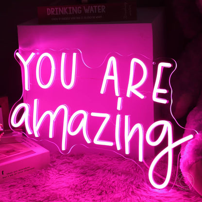 SYLHOME You Are Amazing LED Neon Light Sign 5V Girls Boys Bedroom Living Room Classroom Wall Decor Sign Hanging Smart Kid Birthday USB 16.9" X 10.6" Warm White