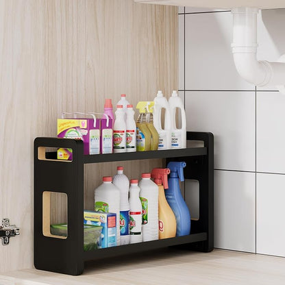 Bathroom Counter Organizer,Bathroom Counter Shelf,Bathroom Organizers,Under Sink Organizer,Cologne Organizer For Men,Colognes Stand,Cologne Cabinet,Vanity Shelf(Black 2 Tier)
