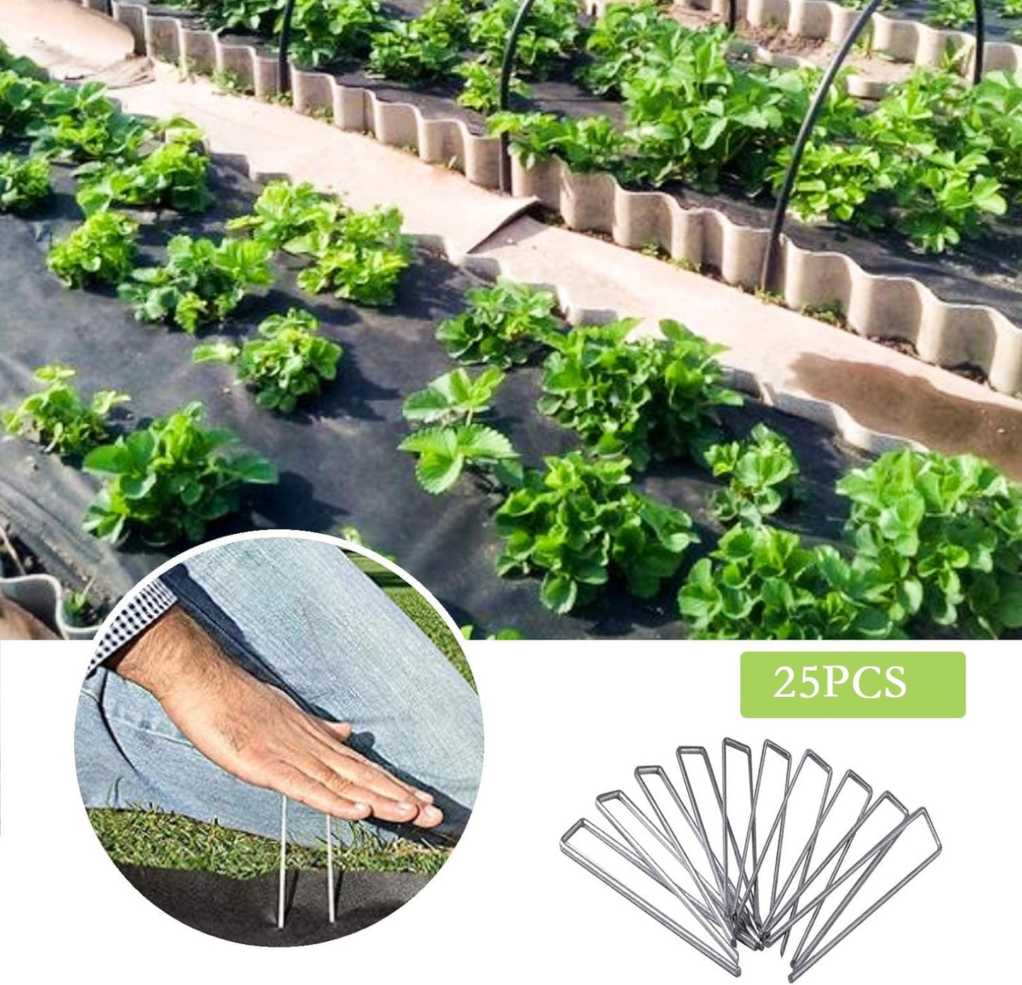 UPMCT 12 Inch Galvanized Garden Landscape Staples Stakes, 25 50 100 PCS Anti-Rust Garden Staples Tent Ground Stakes U-Shaped Landscape Pins for Secure Lawn Fabric, Decoration (25, 12 Inch)