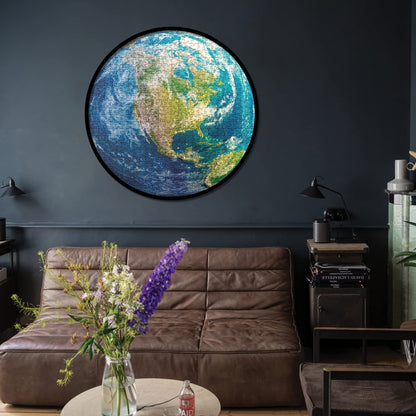 Space Earth Puzzles for Adults 1000 Pieces, Round Planet Solar System Puzzles, Hard Circle Galaxy Jigsaw Puzzles as Space Wall Decor