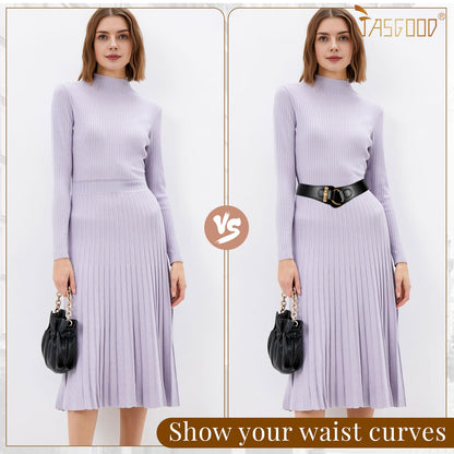 JASGOOD Women's Vintage Stretchy Waist Belt Elastic Wide Waistband for Dresses