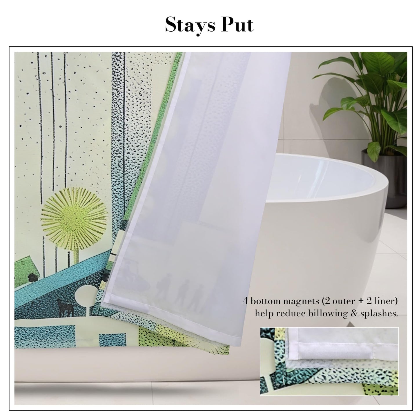 DRIFTED ROOT NASA Licensed Shower Curtain Set, Green Frontier and Mountain Design, Space Poster Art, Oxford Cloth, Bathroom Hotel Decor (Green Frontier-Ivory/Green, 72" W x 72" L (Pack of 1))