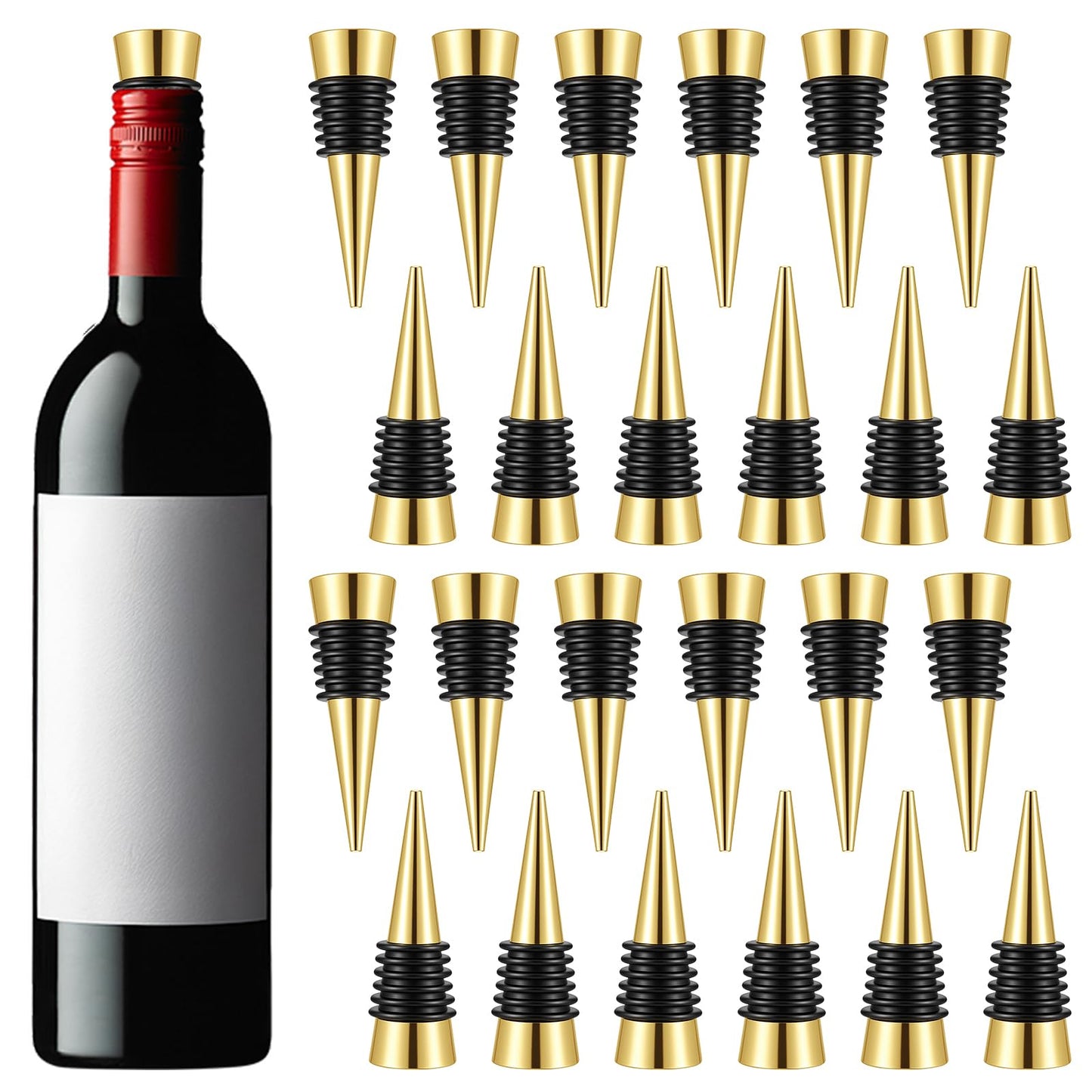24 Pcs Gold Wine Bottle Stopper Set, Resin Wine Bottle Stoppers Molds Set Accessories, Stopper for Silicone Molds Epoxy Resin Alloy