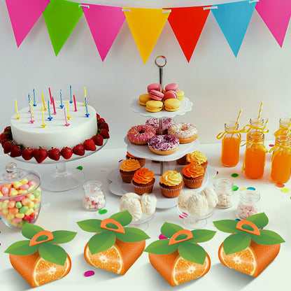 TaoBary 36 Pieces Orange Fruit Party Favor Boxes Summer Citrus Orange Slice Candy Treat Box 3D Mini Goodie Gift Bags Party Decorations Supplies for Summer Fruit Themed Birthday Baby Shower