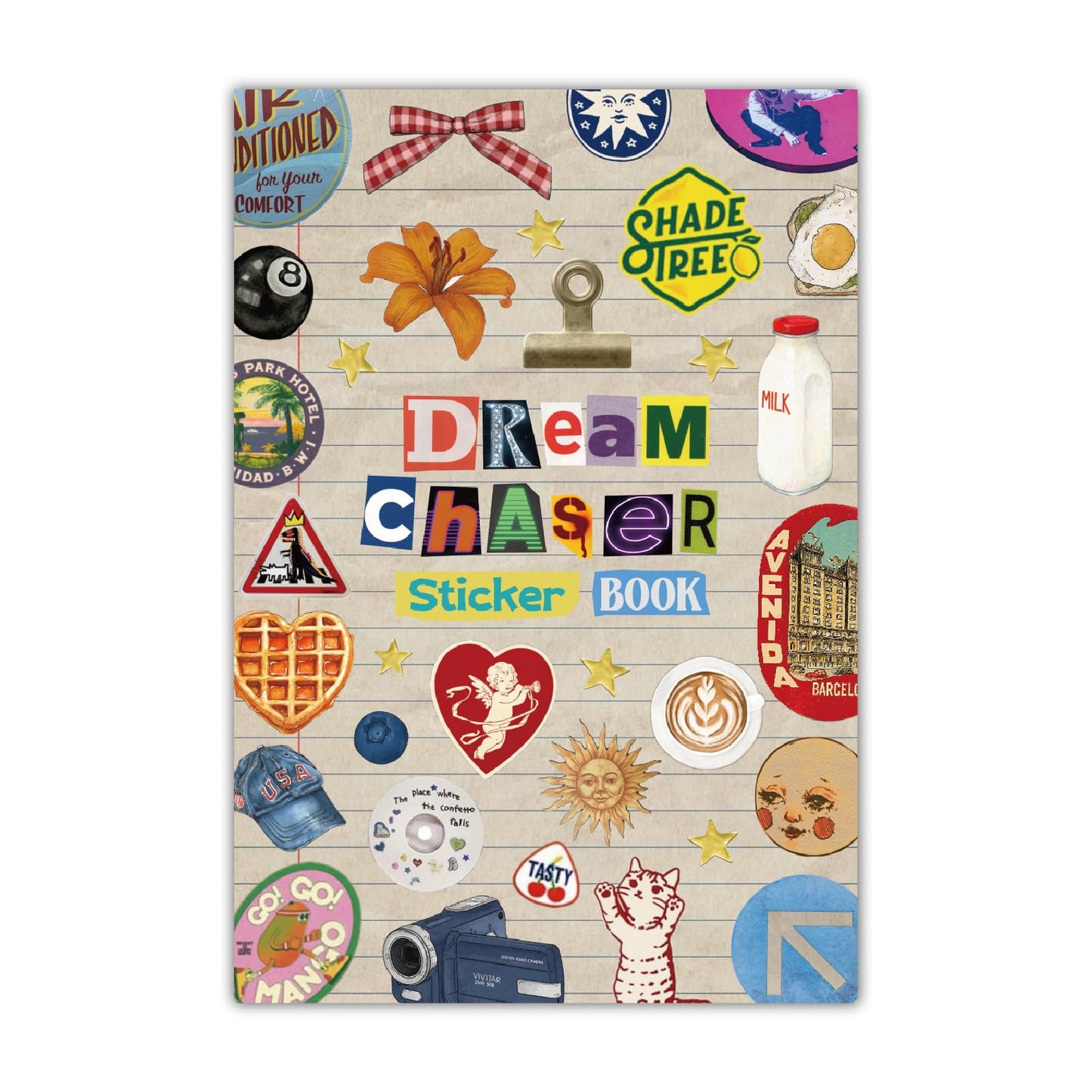 PRSTINCOL Vintage Sticker Book with 30 Pages of Ephemera Stickers, Aesthetic Junk Journaling Supplies for Scrapbooking Adults, 8.3 by 5.5 Inches, Over 550 Pieces