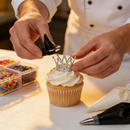 cnomg 24 Pcs Witch Hat and Crown Cake Topper Mini Wizard Hats Crown Cupcake Decorations for Party Birthday Cake Craft