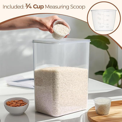 ComSaf Rice Container Set of 2(9.5L/10Qt), Large Airtight Food Storage Containers with Lid and Rice Washer, Plastic Canisters Sets for The Kitchen, Pantry Organizers for Flour, Cereal and Cooking