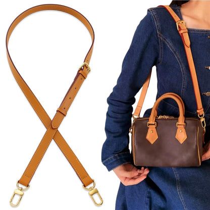 BMBMLV Vachetta Genuine Leather Adjustable Genuine Leather Crossbody Straps Replacement (Honey brown)