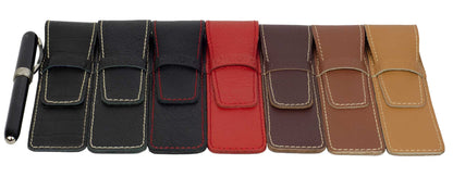 DiLoro Full Grain Thick Buffalo Leather Single Pen Case Holder Buffalo Red