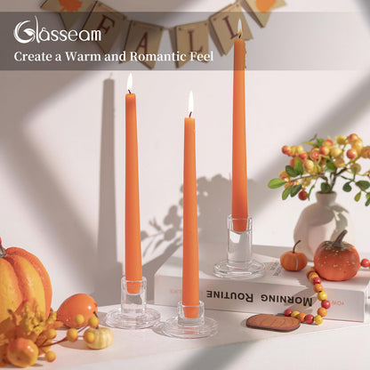 Glasseam Taper Candle Holders Bulk: 12 Pcs Glass Candlestick Holders for Tapered Candles Set Small Clear Candle Sticks Holder Decor for Wedding Table Centerpiece Holiday Christmas Decorations