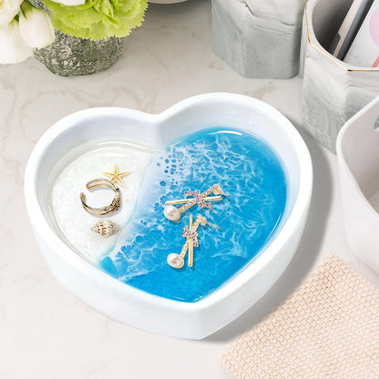 LENTOFINE Resin Ring Dish,Coastal Jewelry Tray for Small Trinkets