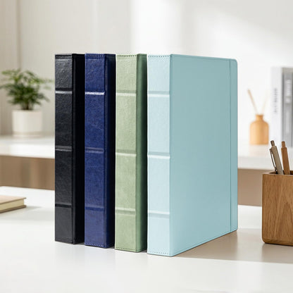 Ospelelf Leather 3 Ring Binder for Letter Size Documents with Durable Pocketed Dividers, Storage Bag & Notepad, 1 Inch Round Rings, Holds 175 Sheets, for Office School Home Organization, Deep Blue