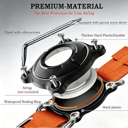 Upgraded AirTag Dog Collar,Waterproof Tactical Dog Collar with AirTag Holder, Control Handle and Metal Buckle,Heavy Duty Dog Collars for Large Dogs(Orange，XL