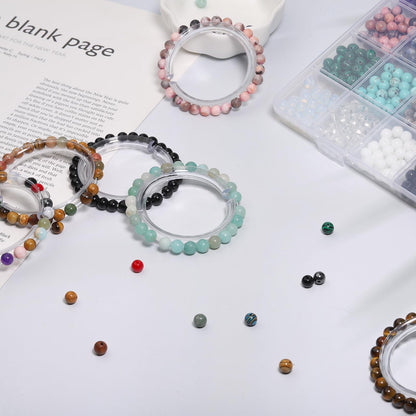 720pcs 6mm Natural Round Stone Beads Gemstone Crystal Loose Beads Smooth Bead for Bracelet Necklace Earring Jewelry Making Kit