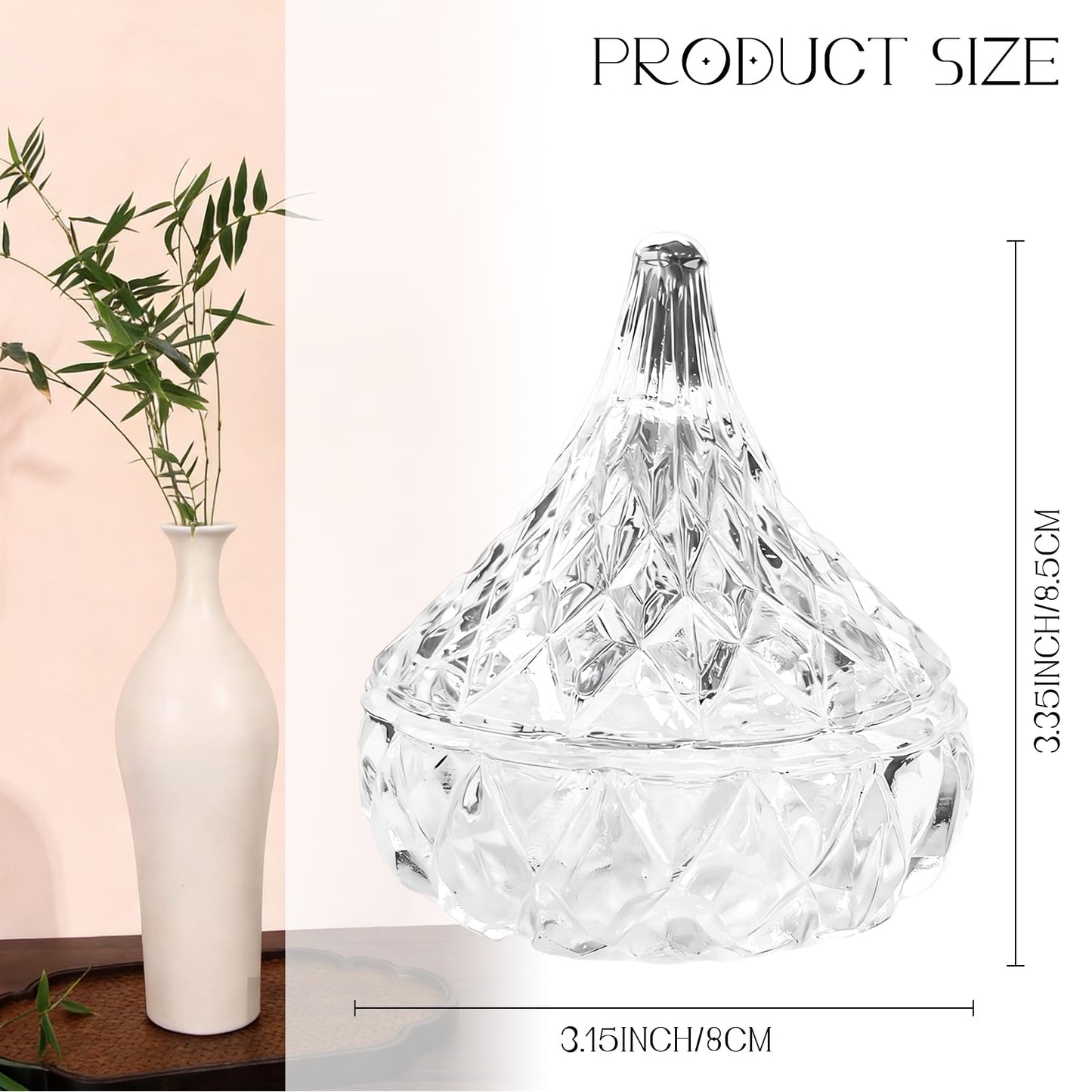 Glass Jewelry Box, Crystal Candy Dish with Lid, Ring Box, Small Trinket Dish, Jewelry Organizer Dish with Lid, Decorative Jewelry Bowls for Home Decor, Christmas Birthday Gifts for Women (Classic)