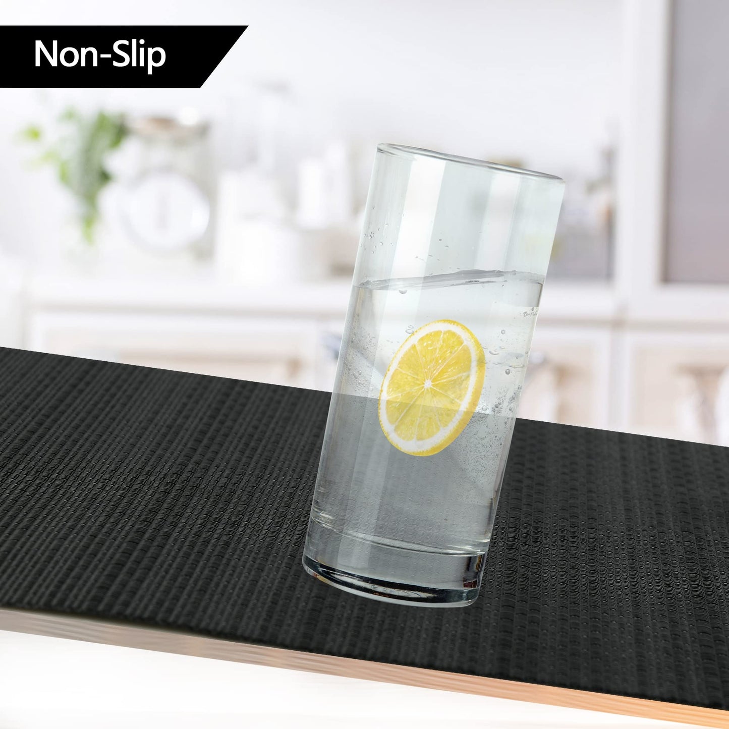 SLKQG Black Placemats Set of 6 - Easy Clean Washable Vinyl Placemats - Wipeable Heat Proof Table Mats for Dining Table - 17x12 Inch (Pure Black, 6)