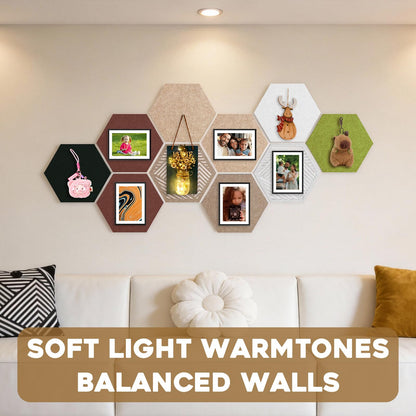 Ghegicu 10PCS 11.8" Large Hexagon Felt Cork Board Tiles, Geometric Modular Bulletin Boards with 50 Pushpins, 35 Adhesive Tabs for Office School Home Wall Decor Stickers Memos Photos Display (Hexagon)