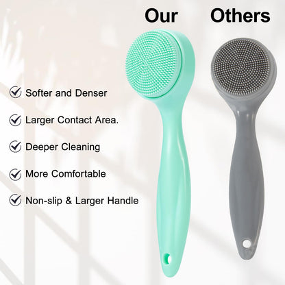 2 Pack Silicone Face Scrubber Exfoliating Brush, Manual Handheld Facial Cleansing Brush Blackhead Scrubber, Soft Bristles Waterproof for Face Skincare (Round-Pink)