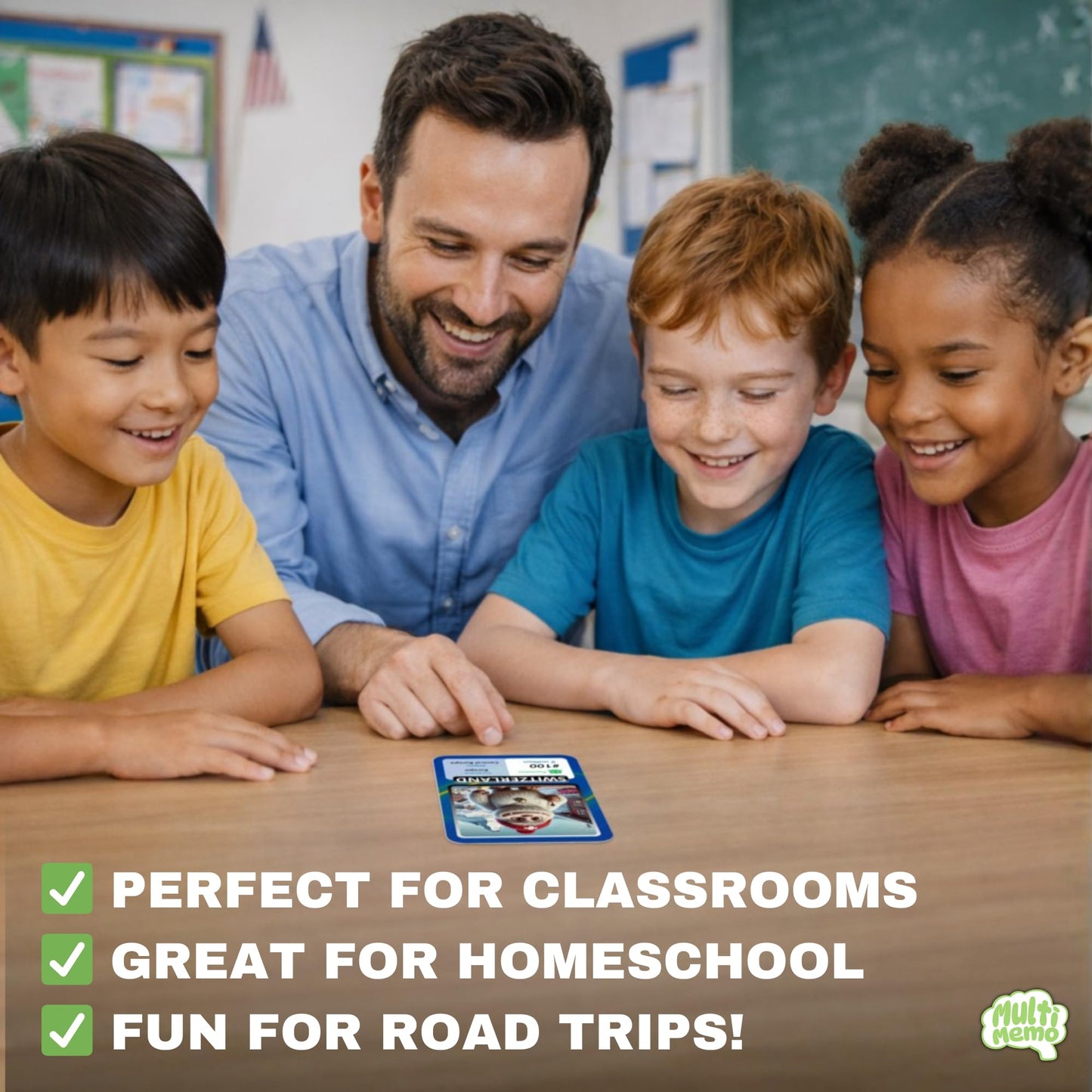 Countries, Capitals & Flags Flash Cards – Geography Learning Game for Kids – Educational Card Set for Classroom, Homeschool & ESL – World Facts, Memory Game – Ages 6+