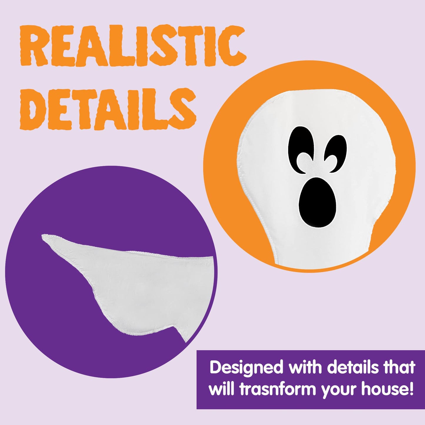 JOYIN Halloween 2 Pcs Tree Wrap Ghost Decoration Outdoor, 53” Cute Face Flying Ghost for Halloween Outdoor, Lawn, Yard, Tree, Party Supplies, Haunted House Wrap Decorations