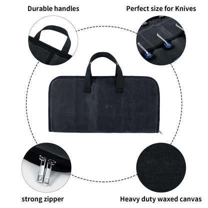 Pocket Knife Roll Bag,Zipper Knife Display Case with 18 Slots,Waxed Canvas Folding knife Case,Pocket Knife Holder Storage Case for Collection,Knife Organizer for Tactical Camping EDC Mini Knife Roll