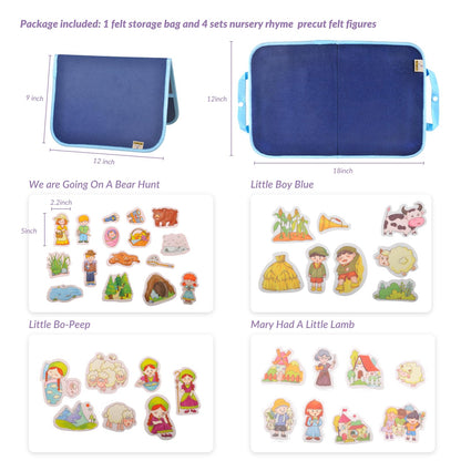 CHEFAN Felt/Flannel Board Story Set of 4, PRECUT Felt Pieces for Preschool Toddlers Circle Time,We are Going On A Bear Hunt, Mary Had A Little Lamb, Little Bo-Peep, Little Boy Blue