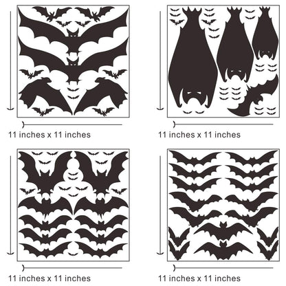 Mozamy Creative Halloween Bats Wall Decals Halloween Décor Black Bats Decals Halloween Decorations