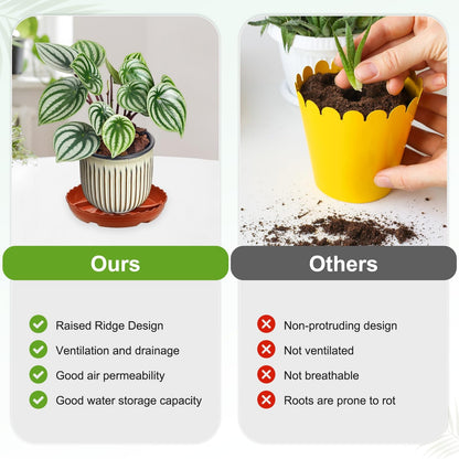 M METERXITY 4-Pack Plant Saucer, 8.3 Inch/21 cm Plastic Plant Trays Thicker for Pots/Indoor/Outdoor/Water Drainage and Protection, Flowerpot Drip Tray [Red]