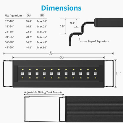 NICREW C10 24/7 LED Aquarium Light for Plants, 30-36 Inches, Full Spectrum Fish Tank Light with Timer, Brightness Adjustable