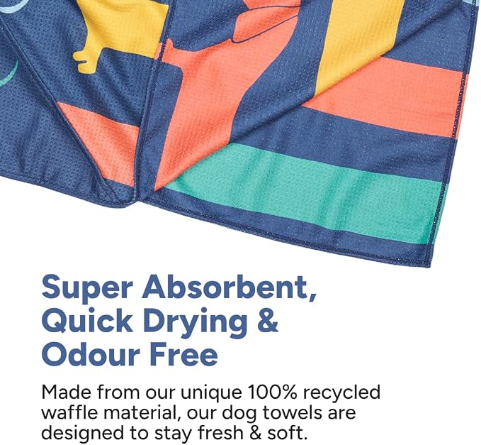 Dock & Bay Pet Towel - Super Absorbent & Quick Drying Dog Towels with Bag - 100% Recycled - Go Long, Large (120x70cm, 47x27)