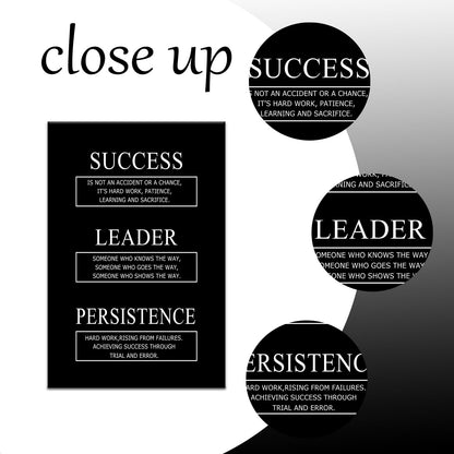 Success Leader Persistence Inspirational Canvas Wall Art for Office Motivational Quotes Poster Print Positive Picture Artwork for Home Bedroom Gym Wall Decoration Stretched and Framed [12''Wx18''H]