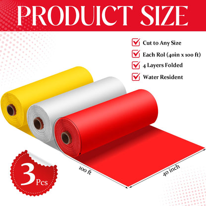 Blulu 3 Rolls 100' x 40'' Plastic Tablecloths Carnival Theme Party Decorations DIY Circus Tent Halloween Carnival Supplies for Circus Clown Party Ceiling Backdrop Curtains Decor(Red Yellow White)