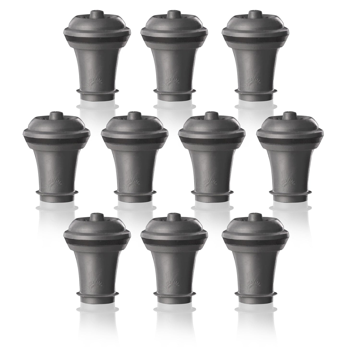 Vacu Vin Wine Stopper Set – 10 Pack Wine Bottle Stopper Cork Alternative – Vacuum Wine Stoppers for Wine Bottles – Reusable Rubber Bottle Stoppers for Wine Saver Pump – Gray