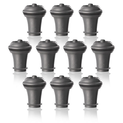 Vacu Vin Wine Stopper Set – 10 Pack Wine Bottle Stopper Cork Alternative – Vacuum Wine Stoppers for Wine Bottles – Reusable Rubber Bottle Stoppers for Wine Saver Pump – Gray