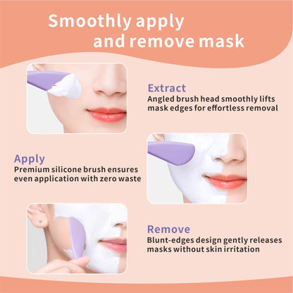 Silicone Face Scrubber, 2 in 1 Face Mask Brush, Pore Brush, Blackhead Remover, Facial Cleansing Brushes, Face Mask Applicator for Mud, Clay(Pink+Purple)